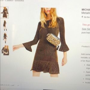 New Michael Kors Metallic Bronze Ruffle dress